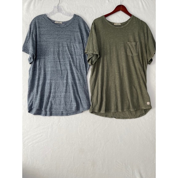 Marine Layer Mens XXL Pocket Crew T-Shirt Bundle 2 Blue Olive Green Slub USA - Picture 3 of 8